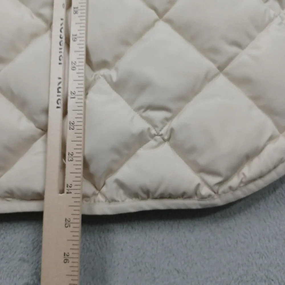 J Crew Vest Womens Large Beige Quilted Pockets Full Zip Casual Preppy